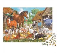 Farm Animals Puzzle for Niños 1000 Piece Reciclable Rural Life Jigsaw Puzzle Divertido and Desafiante Familia Juego Idea for Child‘s Cumpleaños 52x38cm/1000pcs