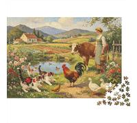 Farm Animals Puzzles 1000 Piezas Reciclado Paper Countryside Pastoral Art Adult Jigsaws Developing Boy & Girl‘s Intelligence Educativo Game for Family 52x38cm/1000pcs