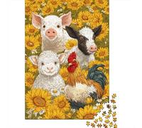 Farm Animals Sunflower Field Puzzles Imposible,desafío para Adultos Juego Educativo 1000 Piezas Obra De Arte De Juego De para Adultos Y Niños A Partir De 12 Años 70x50cm/1000pcs
