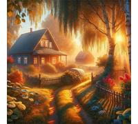 Farm Autumn Diamond Art Kits for Adults,5D Beautiful Scenery Diamond Painting Kits for Beginner DIY Square Full Drill Embroidery Cross Stitch Diamond Dots Craft for Home Wall Decor Gifts 100x100 cm