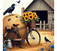 Farm Bicycle Sunflower 200 Piece Jigsaw Puzzles for Adults 28x28cm, Adult Jigsaw Puzzles 200 Pieces, Challenging&Brainteasing Puzzle Family Games, Beautiful Decoration Puzzle