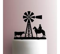 Farm - Decoración acrílica para tartas de 6 pulgadas de ancho/azul