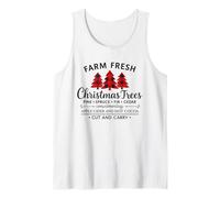 Farm Fresh Christmas Plaid Trees Rustic Holidays Winter Xmas Camiseta sin Mangas
