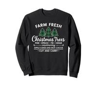 Farm Fresh Christmas Trees Vintage Plaid Tree Farmhouse Xmas Sudadera