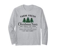 Farm Fresh Christmas Trees Vintage Plaid Tree Rustic Holiday Manga Larga