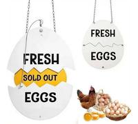 Farm Fresh Eggs Metal Sign,FreshEgg Station Signs,Egg Sold Out Sign,Cracked Egg HangingSign with "Fresh/Eggs/Sold Out" Flip Design,Rustic Farmhouse Decor for Farm Chicken Coops, Stalls Decoration