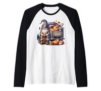 Farm Fresh Pumpkin GNOME with GNOME Garden Sign Pumpkin Fall Camiseta Manga Raglan