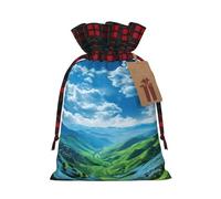 Farm Houses - Tractor de molino de viento, 1 bolsa de Navidad con cordón de 8.3 x 11.8 pulgadas, bolsa robusta para regalos y artículos esenciales de uso diario