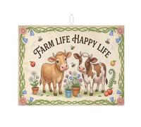Farm Life Happy Life - Tapetes de secado de platos para encimera de cocina, tapete escurridor absorbente beige, almohadilla de microfibra vintage de granja para cafetería, 18 x 24 pulgadas