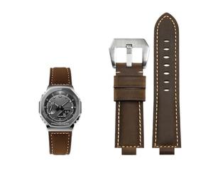Farm Oak Modificado para Casio G-Shock GA-2100 GM2100 GM-110 GA110 DW5600 Series Frosted Cow Hide Correa de Reloj de Cuero para Hombres