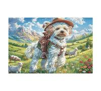 Farm Riding Cute Perro Rompecabezas 1000 Piezas Cartón Grueso para Mayores Noches Juegos Familiares Estimulación Mental Regalo San Valentín 1000 PCS/75x50cm