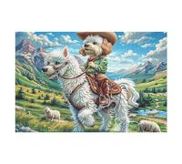 Farm Riding Cute Perro Rompecabezas 1000 Piezas Cartón para Expertos Mejora Atención para Semana Santa Garantía Satisfacción Más Vendido 1000 PCS/75x50cm