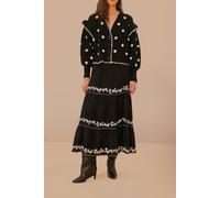 FARM Rio Black And White Flowers Knit Cardigan Talla: L | Chaquetas Outlet | Mujer | Blanco