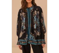 FARM Rio Blossom Tapestry Black Bee Smocked Blouse Talla: XS | Manga Larga Outlet | Mujer | Negro