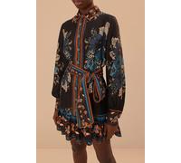 FARM Rio Blossom Tapestry Black Long Sleeves Mini Dress Talla: XXS | Blusón Outlet | Mujer | Negro