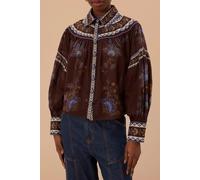 FARM Rio Embroidered Garden Brown Blouse Talla: XXS | Blusas Outlet | Mujer | Marrón