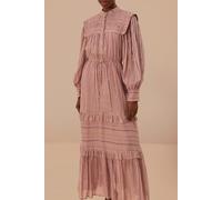 FARM Rio Light Pink Pleated Yoke Tiered Maxi Dress Talla: L | Vestidos Maxi Outlet | Mujer | Rosa