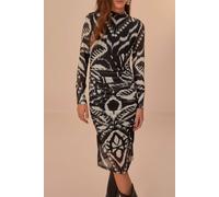 FARM Rio Pineapple Ikat Black Tulle Midi Dress Talla: XXS | Vestidos Midi Outlet | Mujer | Negro