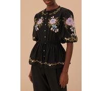 FARM Rio Winter Garden Embroidered Short Sleeve Blouse Talla: XXS | Blusas Outlet | Mujer