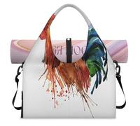 Farm Rooster - Bolsa deportiva de lona para mujeres y hombres, bolsa de fin de semana con compartimento para zapatos, bolsa de equipaje para yoga, gimnasio, viajes, color, L, Organizador de bolsas