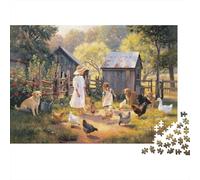 Farm Scene Puzzle 1000 Piezas Material Reciclado Countryside Art Puzzles for Chico & Chica A Partir de 6 Años Juego Educativo Desafío Parent Boy & Girl Toy 52x38cm/1000Ps