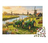 Farm Tractor 1000 Piece Jigsaw Puzzle Recycled Paper Dutch Countryside Puzzles for Boy & Girl Ages 6 Years Arriba Family Gaming Time Props Great Gift Idea Home 52x38cm/1000pcs