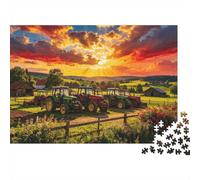 Farm Tractors 1000 Piezas Puzzle Papel Reciclado Sunset Sky Puzzles para Ancianos Divertido y Desafiante Juego Familiar Perfect for Holiday Blessings 52x38cm/1000 Piezas