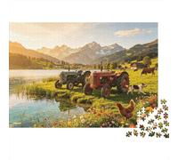 Farm Tractors Puzzle 1000 Piezas Reciclable Paper Rural Countryside Adulto Jigsaws Party Juego Accesorios Developing Chico & Chica‘s Intelligence Educativo 52x38cm/1000pcs