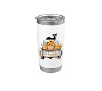 Farm Truck with Cat and Sunflowers Autumn Leaves Vaso térmico de acero inoxidable de doble pared