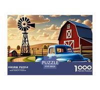 Farm Windmill Puzzle para Adultos Puzzle de 1000 Piezas Blue Truck Juego de Puzzle Papel Familiar Relajación 38x26cm/1000pcs