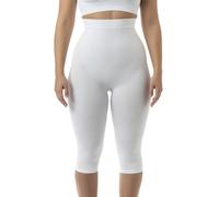 Farmacell 323 (White, M/L) Faja Pantalón Capri Mujer Anticelulitis Masaje, Push Up, Vientre Plano, Made in Italy