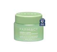 Farmacy Green Clean - Sin perfume - Bálsamo desmaquillante resistente al agua + limpiador facial a base de aceite - Doble limpieza con exfoliación suave - De bálsamo a emulsión lechosa (30 ml)