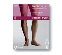 Farmalastic Media Corta Compresión Fuerte Puntera Abierta Beige, Talla Xl