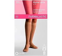 Farmalastic Media Corta De Compresión Normal Con Puntera Abierta Beige, Talla Pequeña