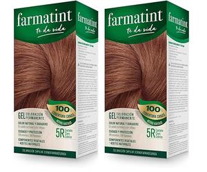 Farmatint 5R Castaño Claro Cobrizo. Tinte permanente. Cabello natural y color duradero. Sin amoníaco ni parabenes ni parafinas ni siliconas. (Paquete de 2)