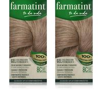 Farmatint Gel 8C Rubio Claro Ceniza | Color natural y duradero | Componentes vegetales y aceites naturales | Sin amoníaco | Sin parabenos | Dermatológicamente testado (Paquete de 2)