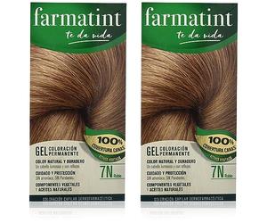 Farmatint Gel | Color Natural Y Duradero | Componentes Vegetales Y Aceites Naturales | Sin Amoníaco | Sin Parabenos | Dermatológicamente Testado, 7n Rubio, Vanilla (Paquete de 2)