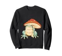 Farmcore Frog and Mushroom Umbrella Aesthetic Cottagecore Sudadera