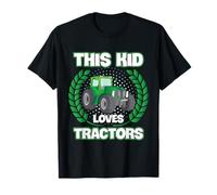 Farmer Kid Loves Tractors Juventud Agricultura Humor Retro Camiseta