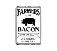 Farmers Market Bacon - Póster de pared retro de metal con texto en inglés "Life is Better On The Farmers" (La vida es mejor en la granja)