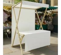 Farmers Market - Carrito plegable con marco de madera maciza reforzada, toldo de protección solar, fácil instalación, puesto al aire libre para eventos de venta en la calle, exhibición de alimentos