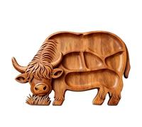 Farmhouse Appetizer Board - Wooden Cow Platter for Kitchen | Rustic Charcuterie Tray with Smooth, Food Snack Fruit Meat Cheese Holder for Home Banquet Holiday Table