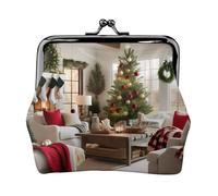 Farmhouse - Cartera de piel sintética de microfibra con estampado navideño para organizar el cambio de llaves de lápiz labial