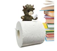 Farmhouse Cow Toilet Paper Holder - Wall Mount Rustproof Cast Iron Restroom Bracket, Holds Mega Sized Rolls, Adds Rustic Cabin Charm, Mounts Securely To Drywall, Country Metal Fixture | For Homeowners