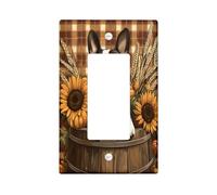 Farmhouse Fall Boston Terrier - Placa decorativa para interruptor de 1 banda, diseño de perro Boston Terrier, placa frontal eléctrica de otoño a cuadros para decoración de dormitorio, baño, placa de