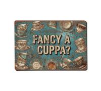 Farmhouse Fancy A Cuppa Afternoon Tea Teatime Letrero de metal para decoración de pared para cafetería, cueva de hombre, club, bar, oficina, hogar, jardín, póster redondo de metal de 8 x 12 pulgadas