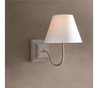 Farmhouse French Country Wood with Fabric Shade Mid Century Wall Lamp(White)