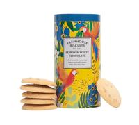 Farmhouse® | Galletas inglesas de limón y chocolate blanco en caja de metal | Galletas inglesas - 200 Gr | Caja de galletas de metal con decoraciones en relieve