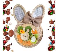 Farmhouse Rabbit - Bandeja tejida con conejito de granja que sirve bandejas tejidas - Platos de ensalada Bandeja de ratán tejida a mano para cena, conejo de primavera rústico, diaster para encimera de