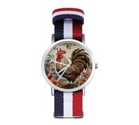 Farmhouse Rooster - Reloj deportivo para hombre y mujer, correa de nailon, reloj analógico de cuarzo